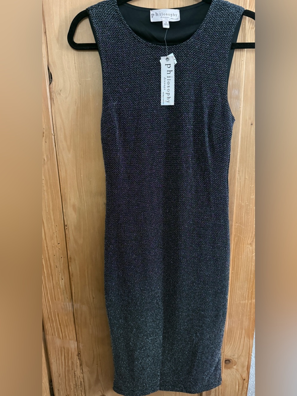 Philosophy Metallic Black and Silver Sleeveless Sheath Dress